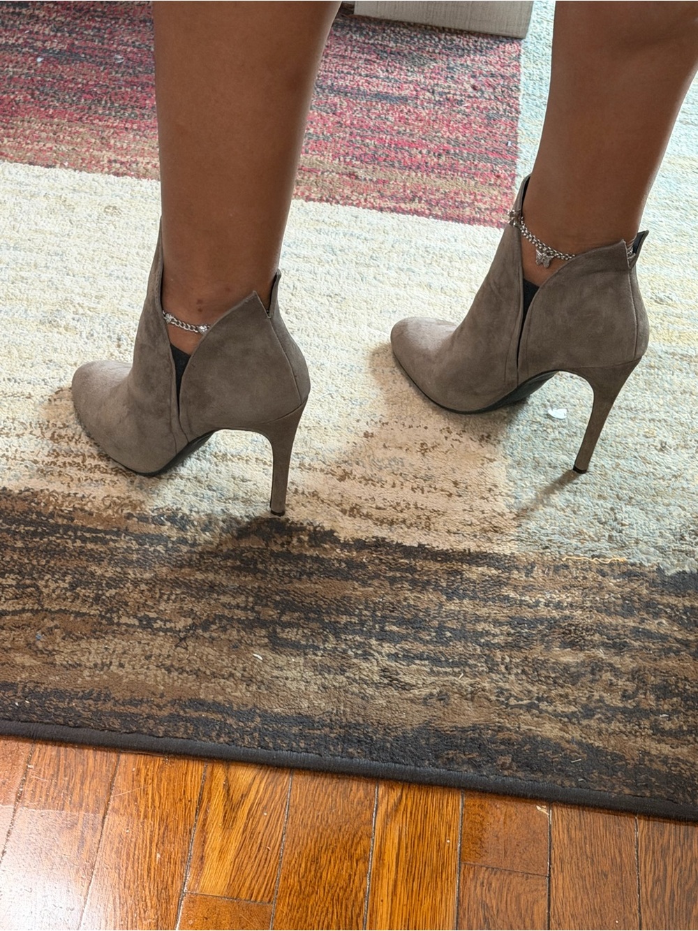 Nine West Grey Suede Pointed Toe Ankle Booties - Picture 8 of 10
